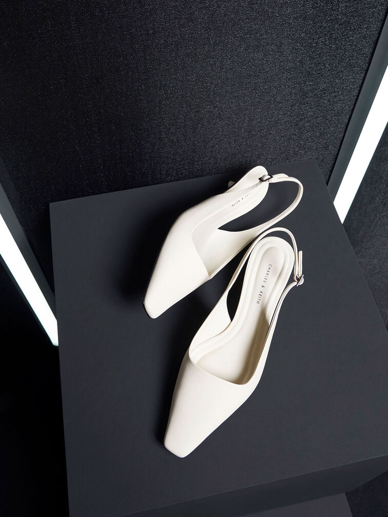 Vita Square-Toe Slingback Pumps, Chalk, hi-res