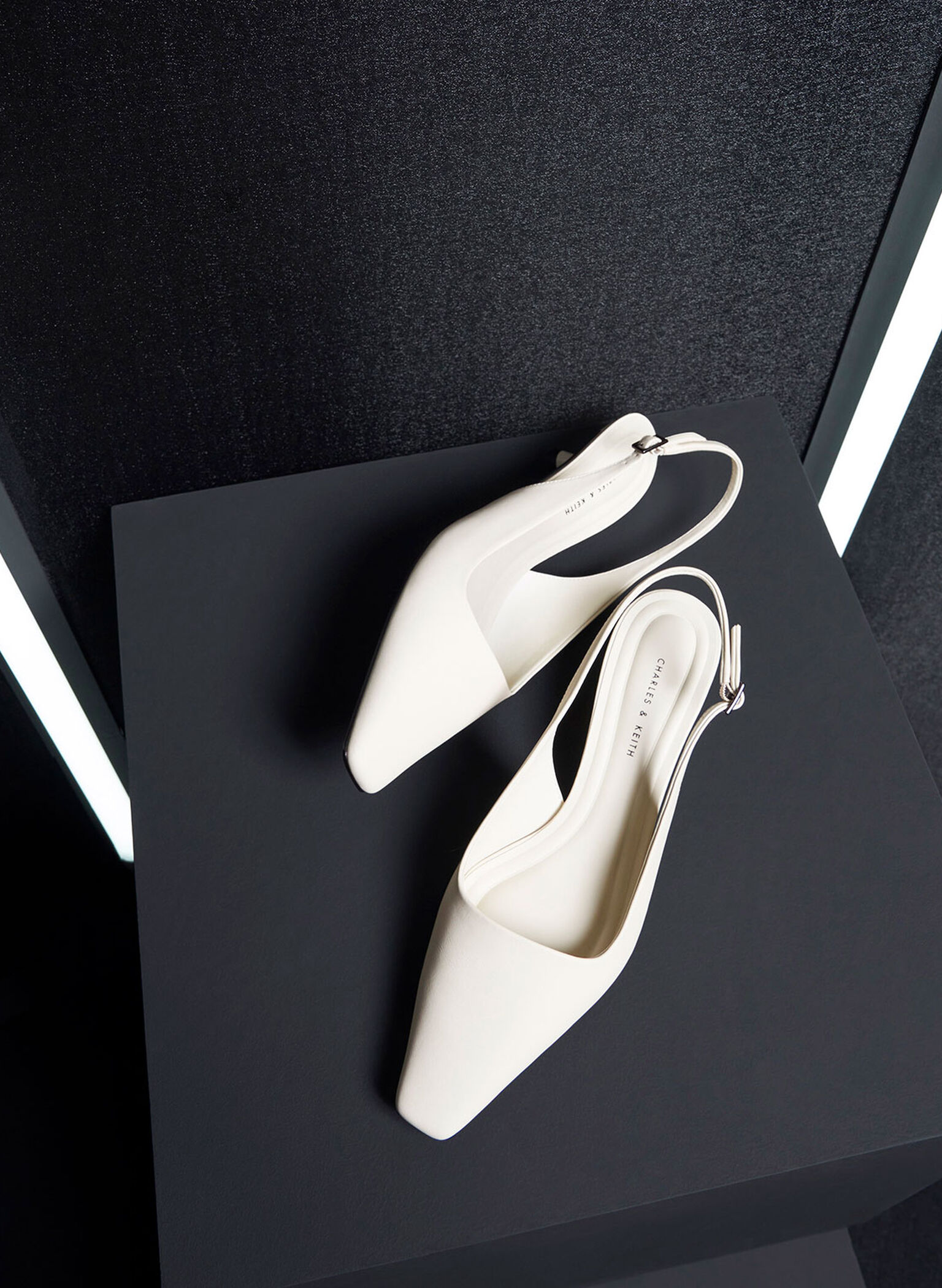 Vita Square-Toe Slingback Pumps, Chalk, hi-res