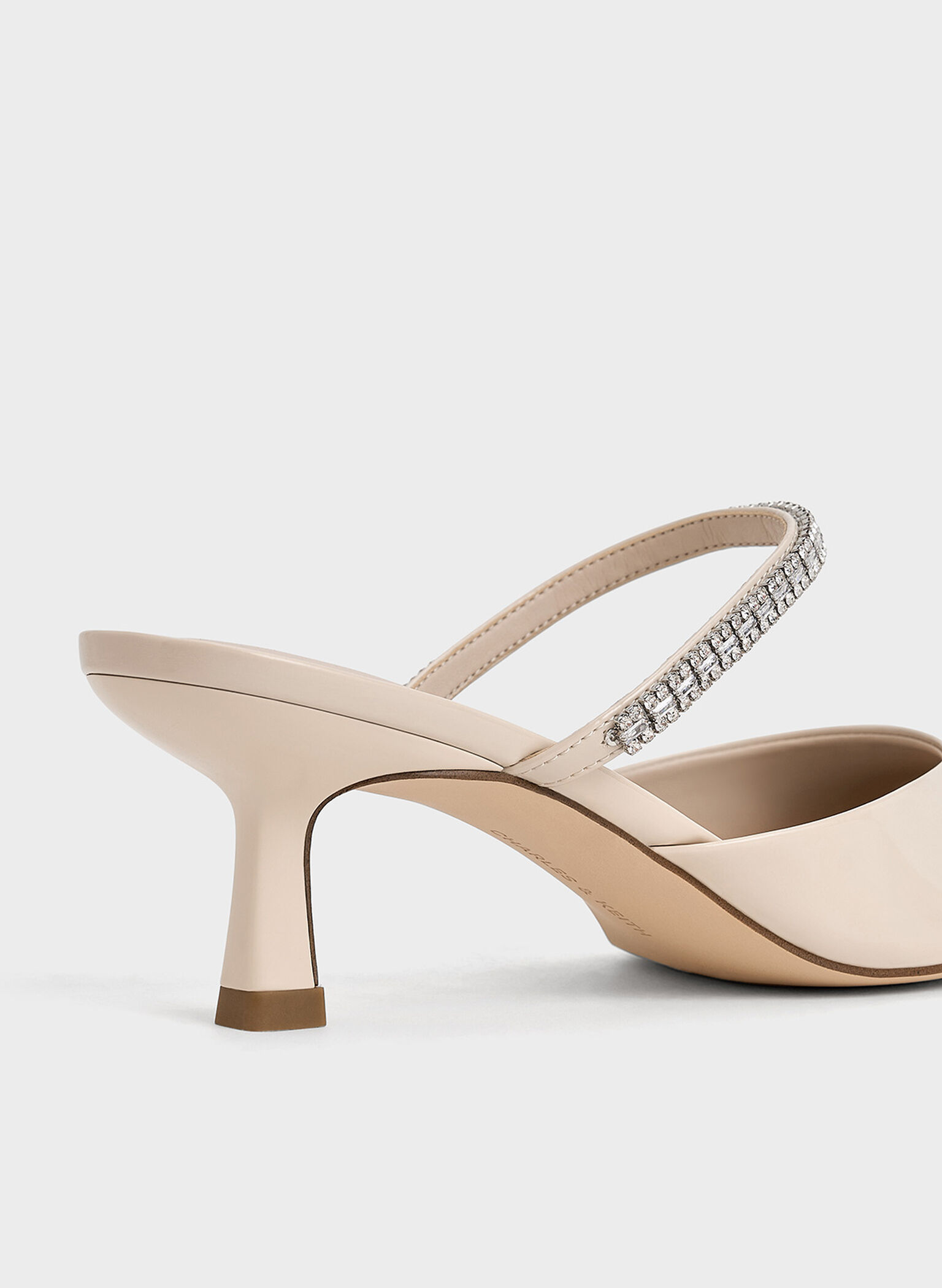 Ambrosia Gem-Embellished Pointed-Toe Mules, Cream, hi-res