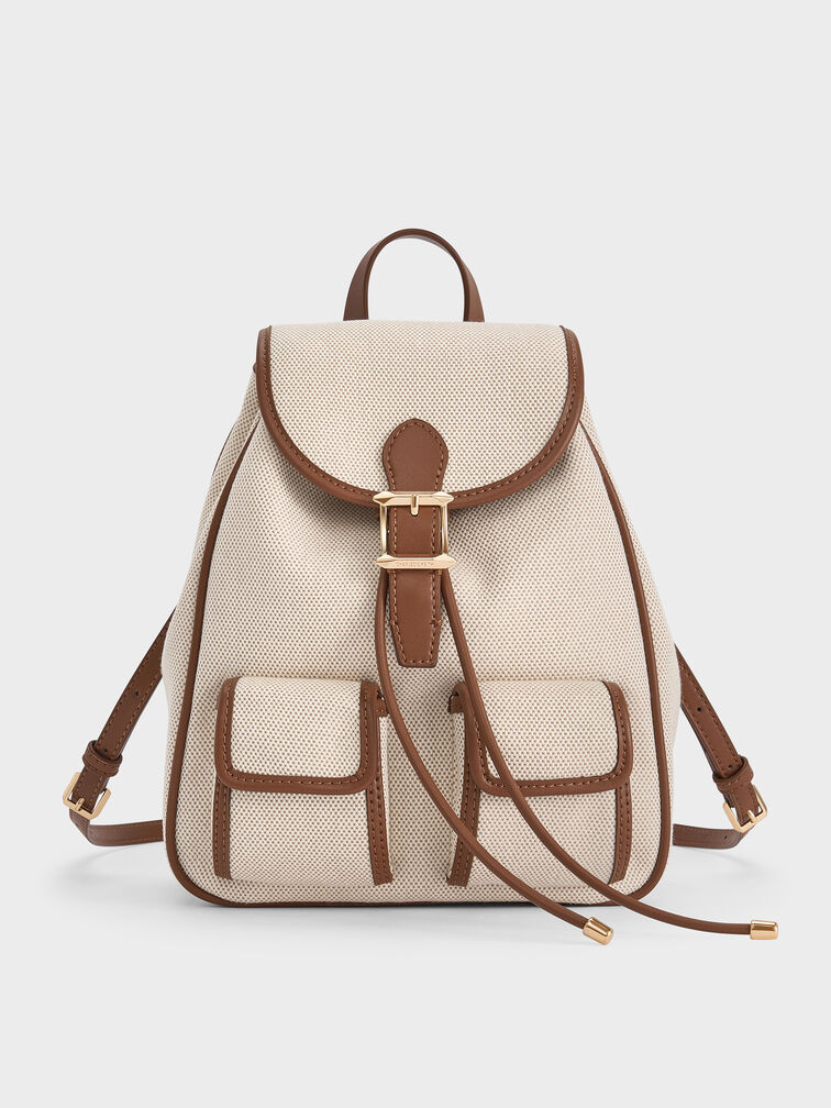 Bryna Canvas Backpack, Taupe Canvas, hi-res