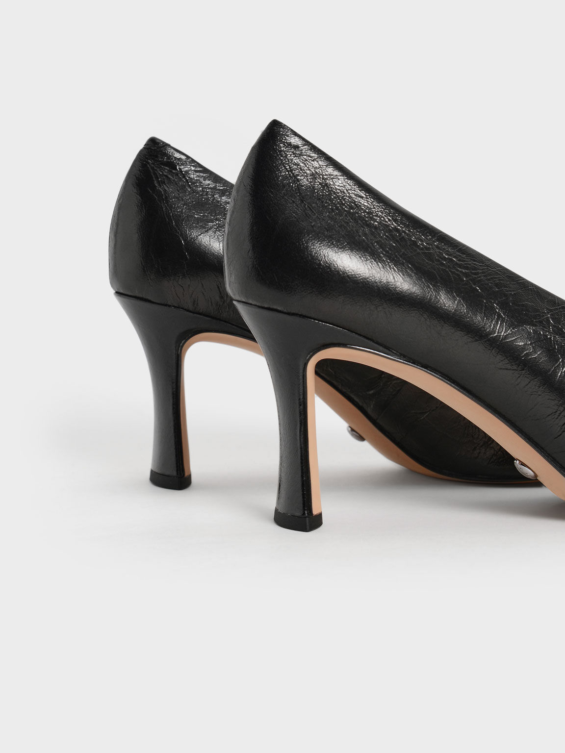Gem-Embellished Leather Court Shoes, Black, hi-res