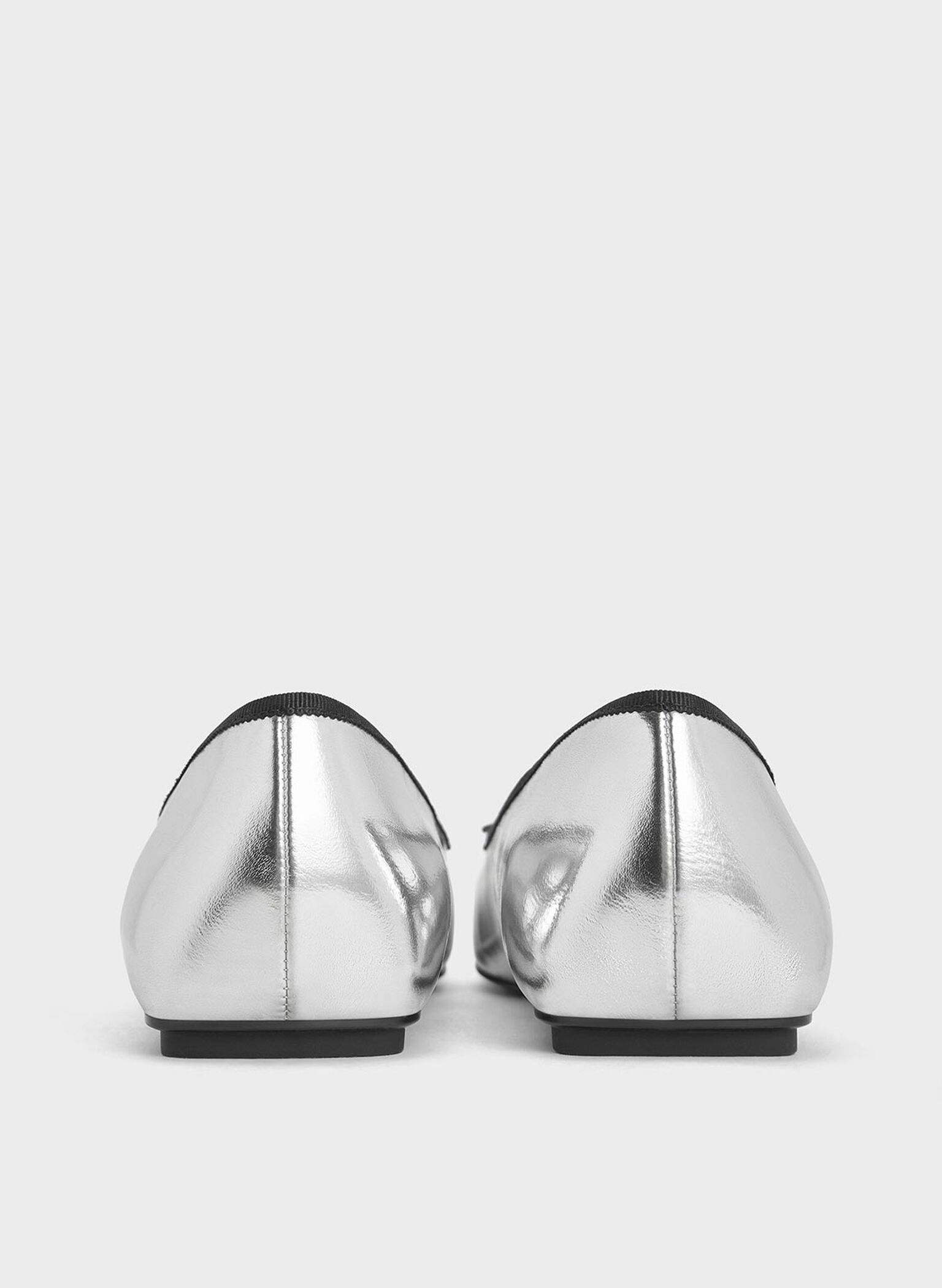 Metallic Square-Toe Mary Jane Ballet Flats, Silver, hi-res
