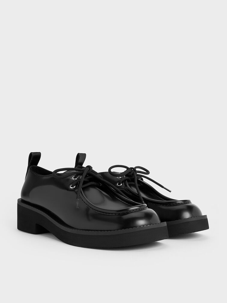 Lace-Up Chunky-Sole Derbys, Black Box, hi-res