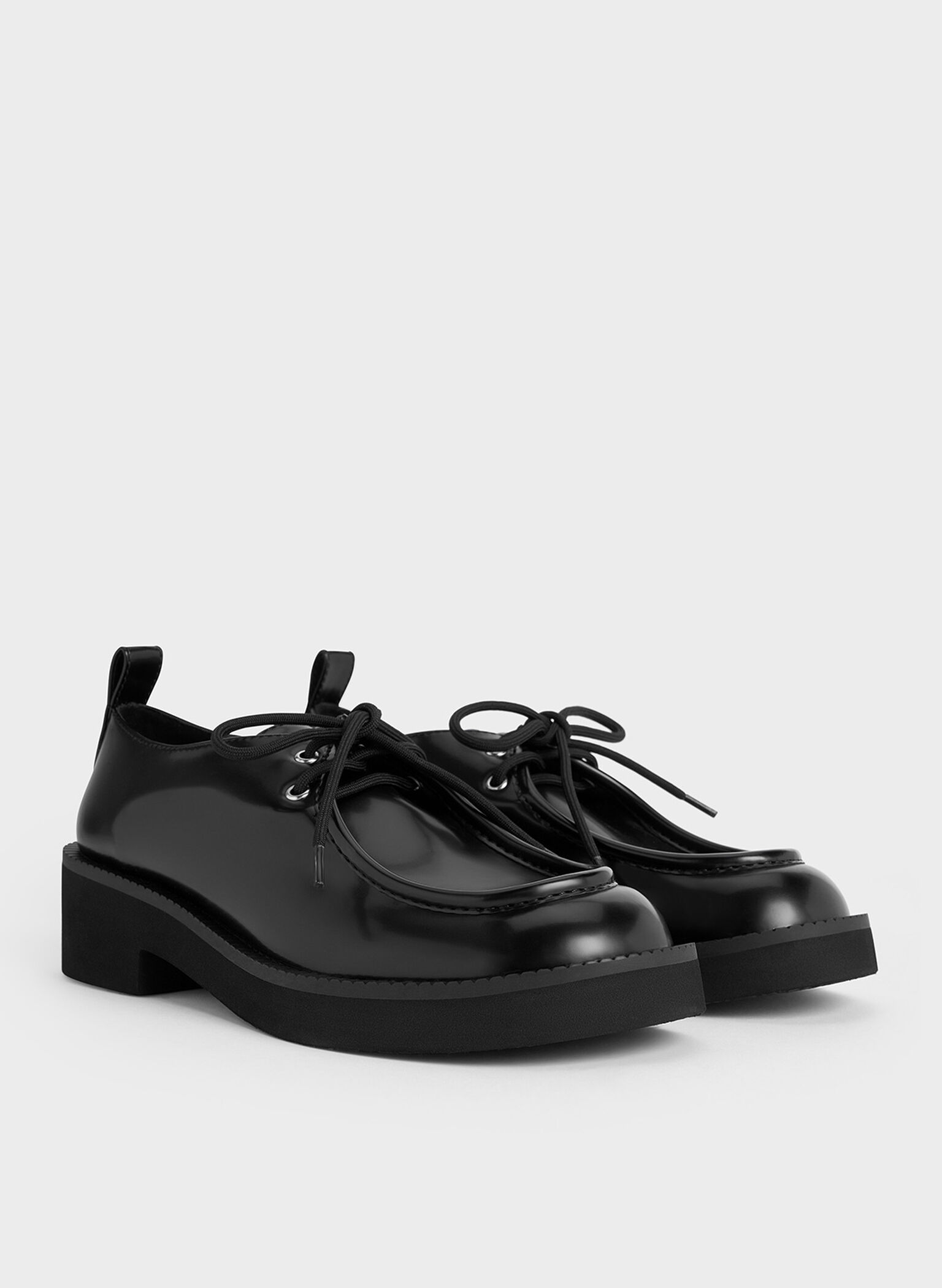 Lace-Up Chunky-Sole Derbys, Black Box, hi-res