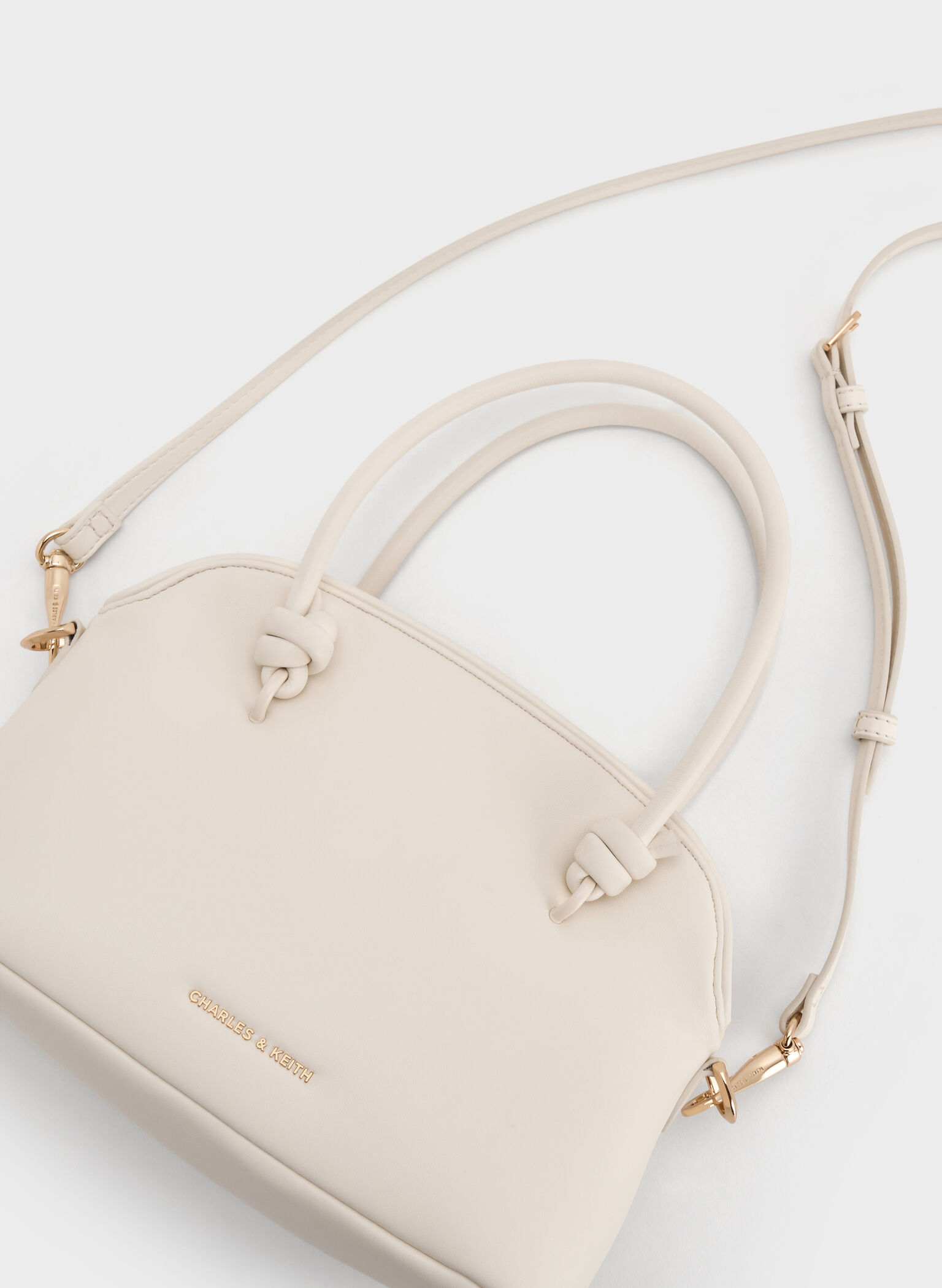 Sammie Knotted-Handle Bowling Bag, Cream, hi-res