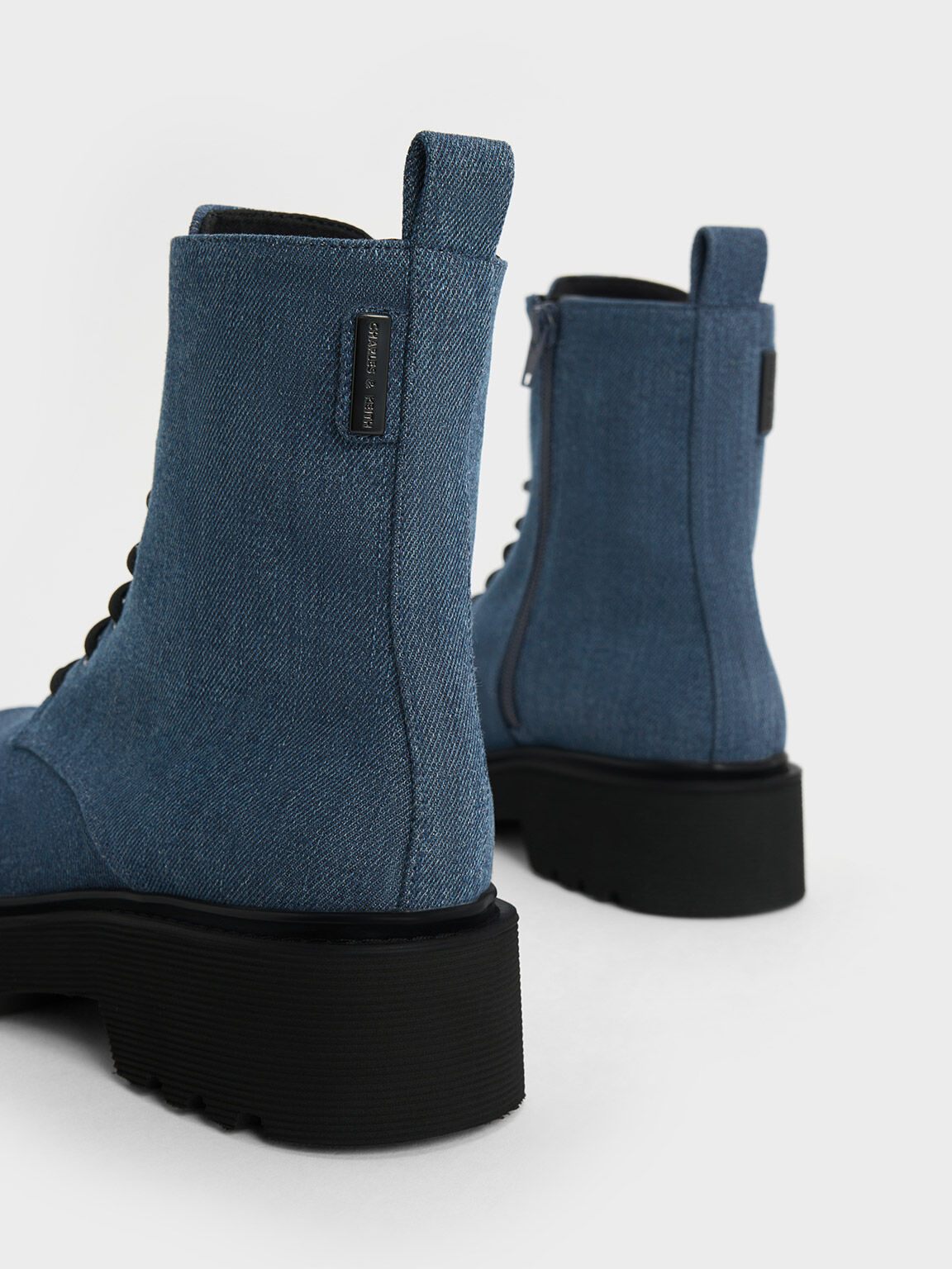 Denim lace cheap up boots
