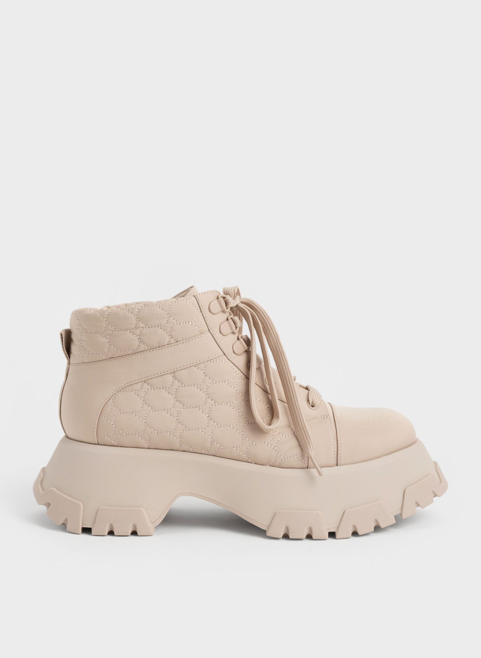 Recycled Polyester High-Top Sneakers, Nude, hi-res