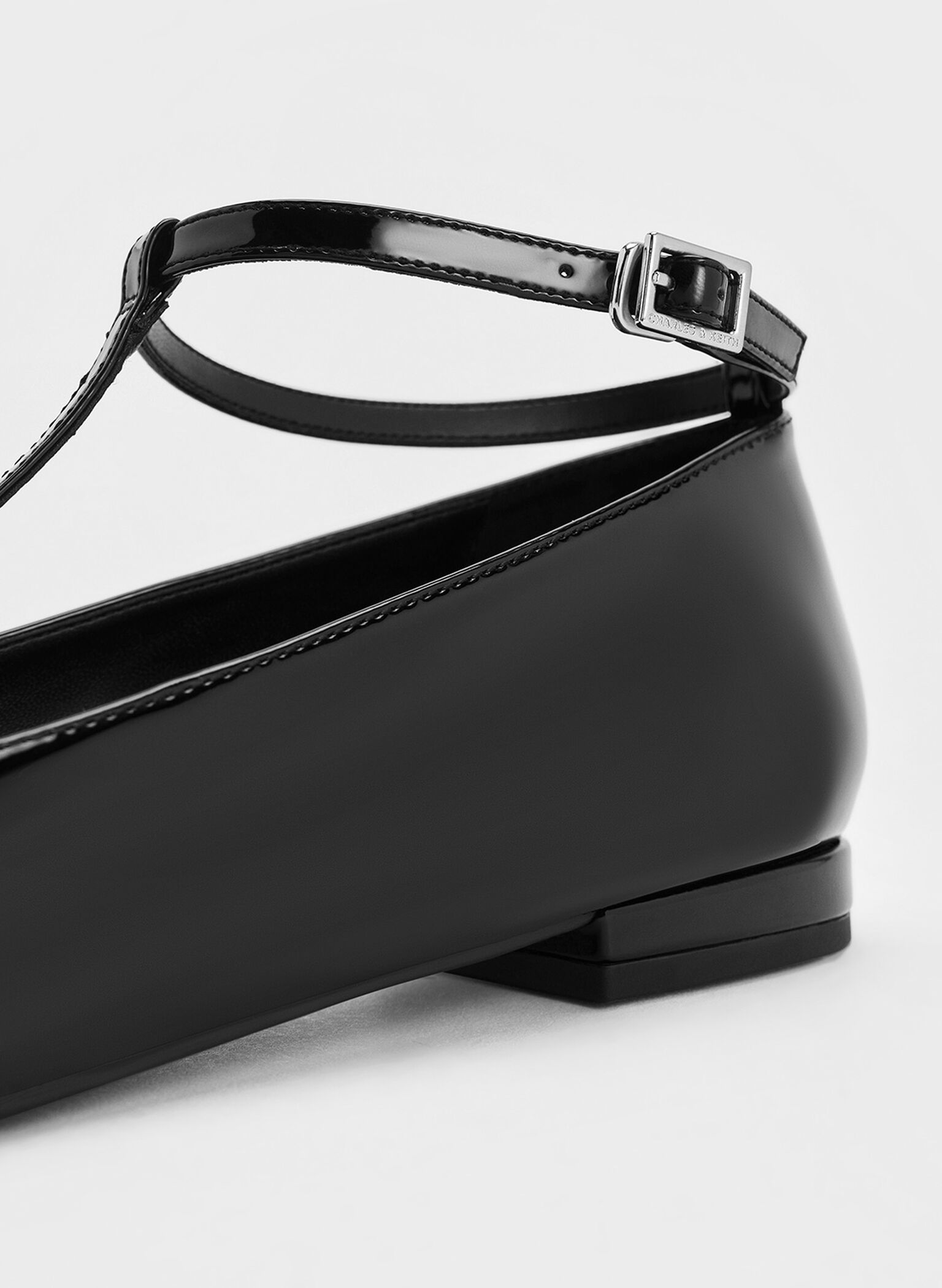 Patent T-Bar Ankle-Strap Ballet Flats, Black Patent, hi-res