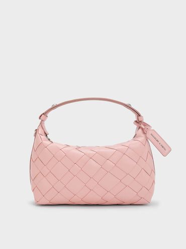 Ivette Woven Shoulder Bag, Light Pink, hi-res