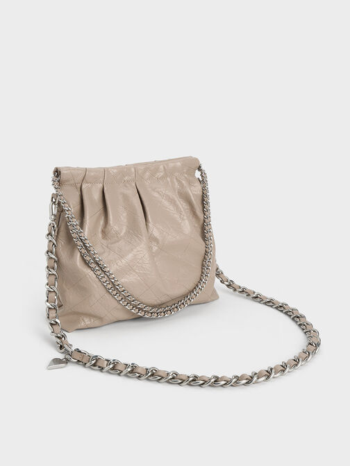 Duo Double Chain Hobo Bag, Taupe, hi-res