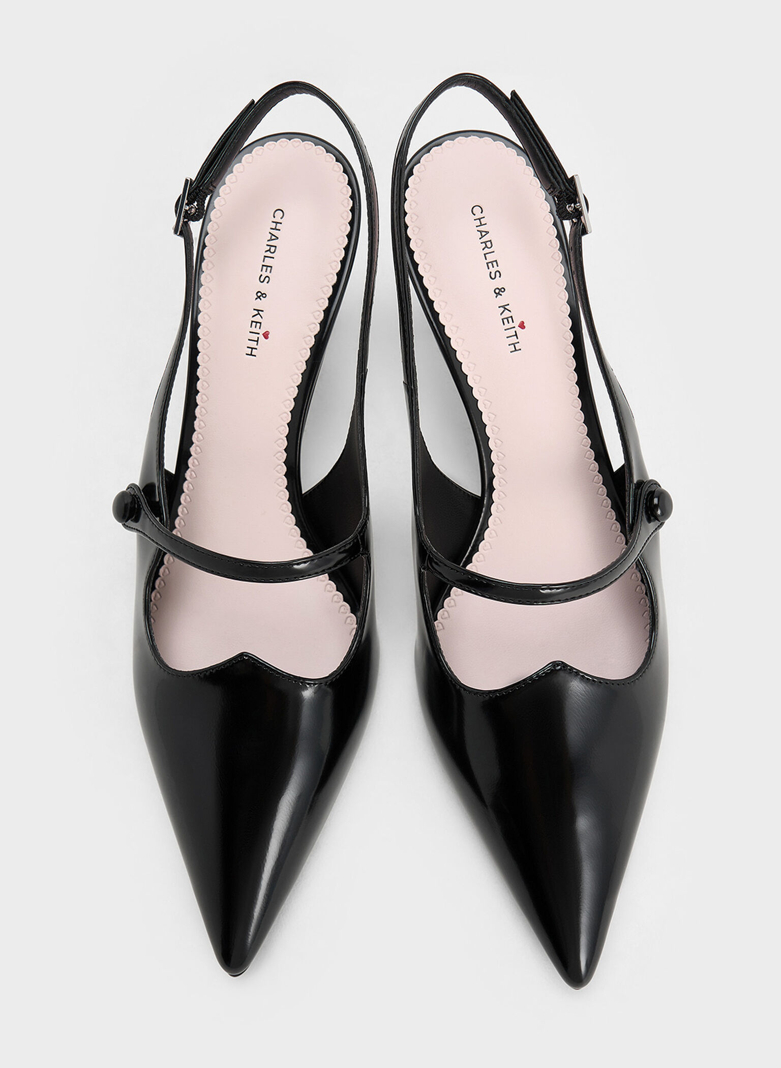 Pointed-Toe Mary Jane Slingback Pumps, Black Box, hi-res