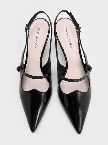 Pointed-Toe Mary Jane Slingback Pumps, Black Box, hi-res