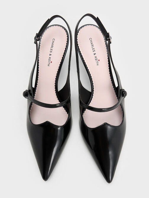 Pointed-Toe Mary Jane Slingback Pumps, Black Box, hi-res