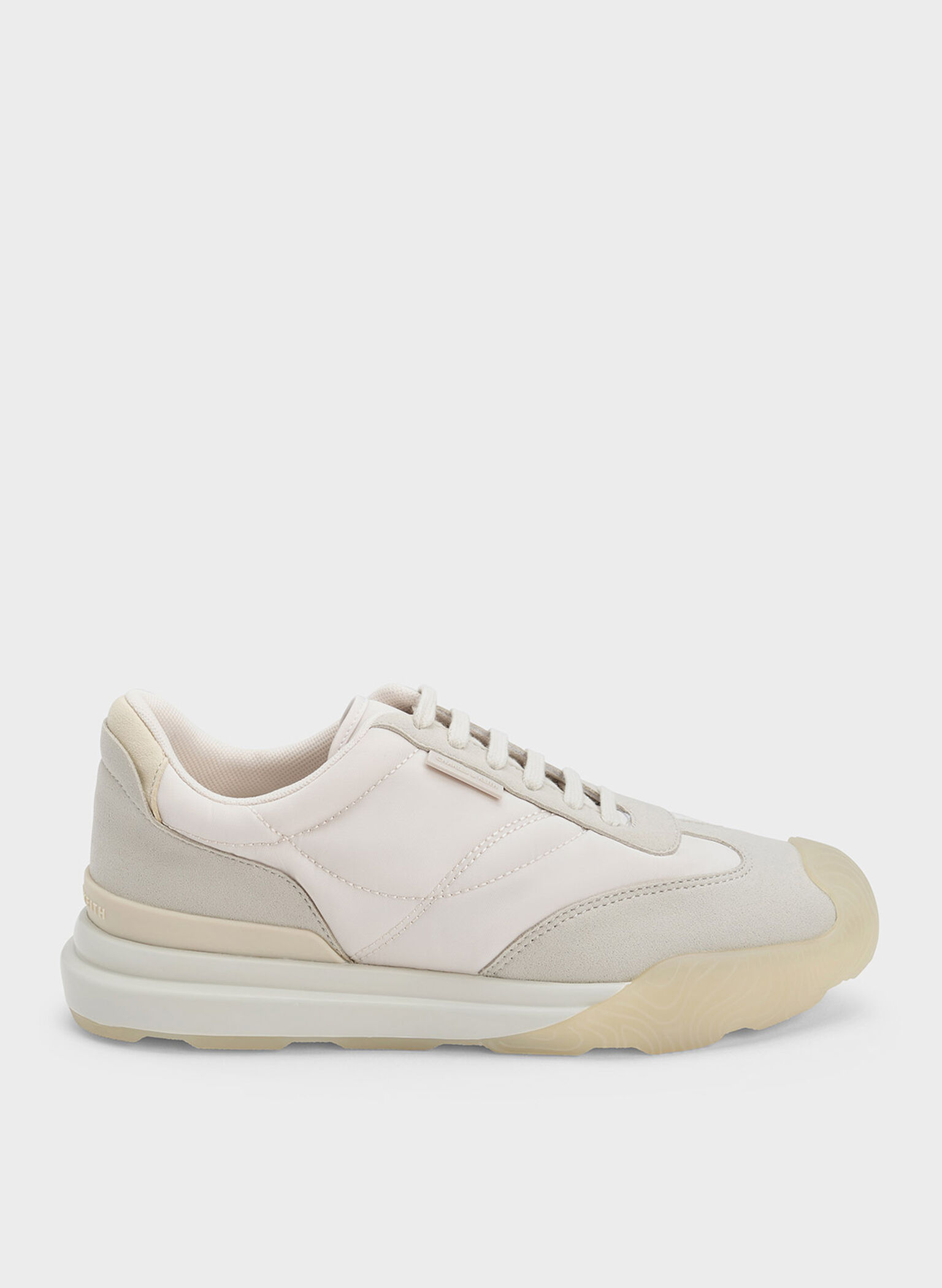 Microfibre & Nylon Low-Top Sneakers, Sand, hi-res