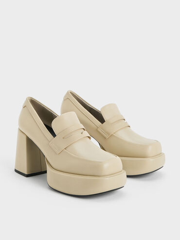 Monique Platform Loafer Pumps, Chalk, hi-res