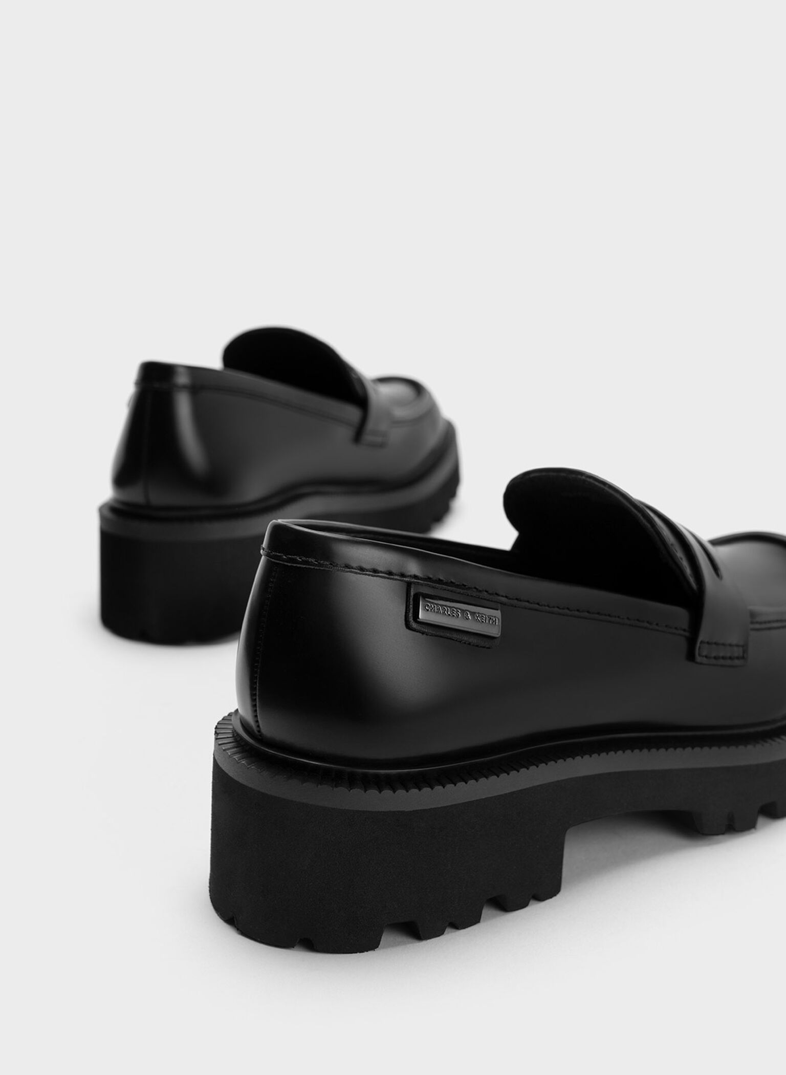 Covered Ridge-Sole Loafers, Black Box, hi-res