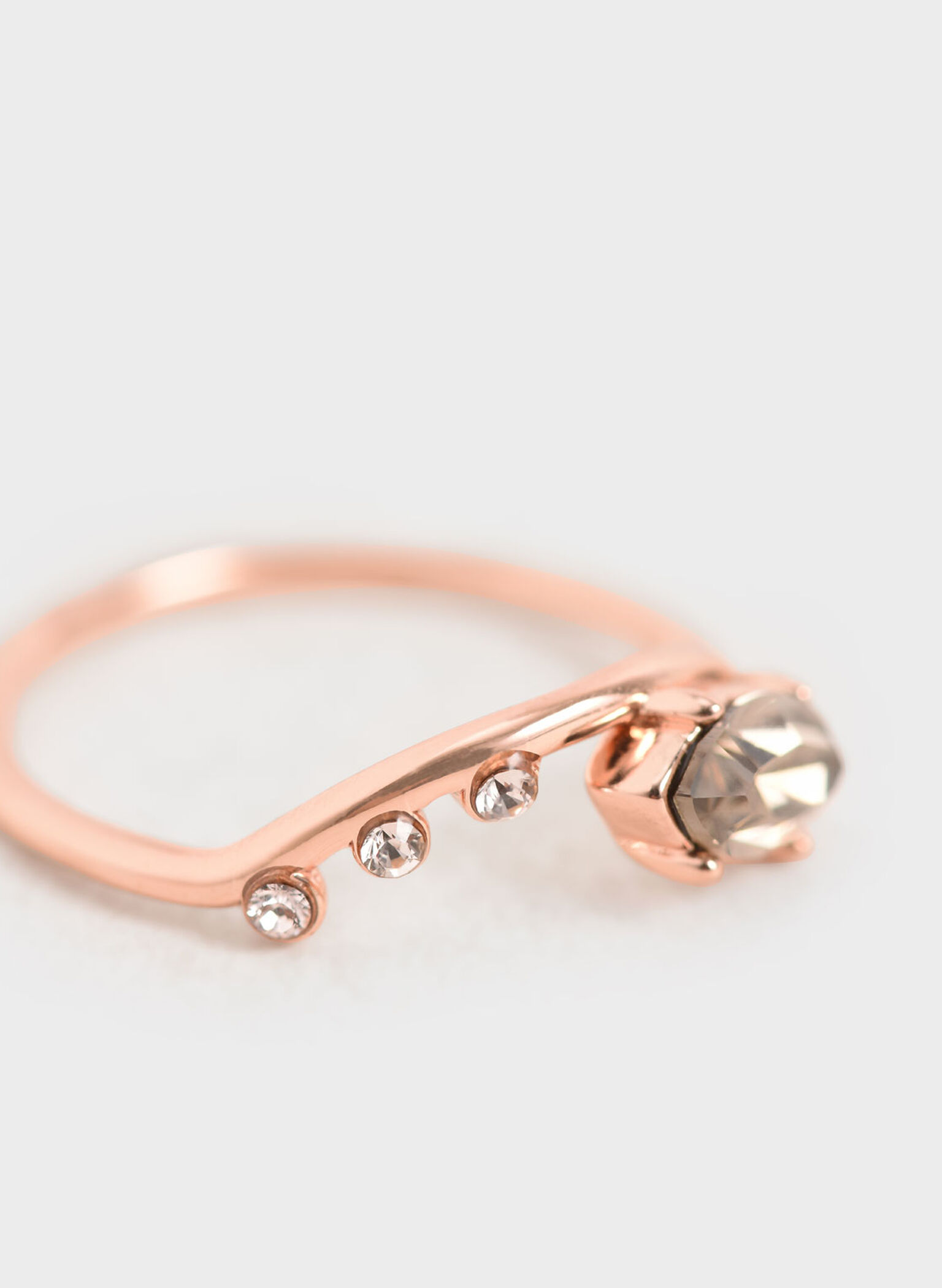 Swarovski® Crystal Geometric Ring, Rose Gold, hi-res