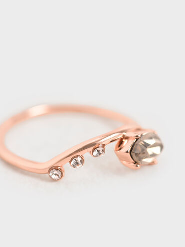 Swarovski® Crystal Geometric Ring, Rose Gold, hi-res