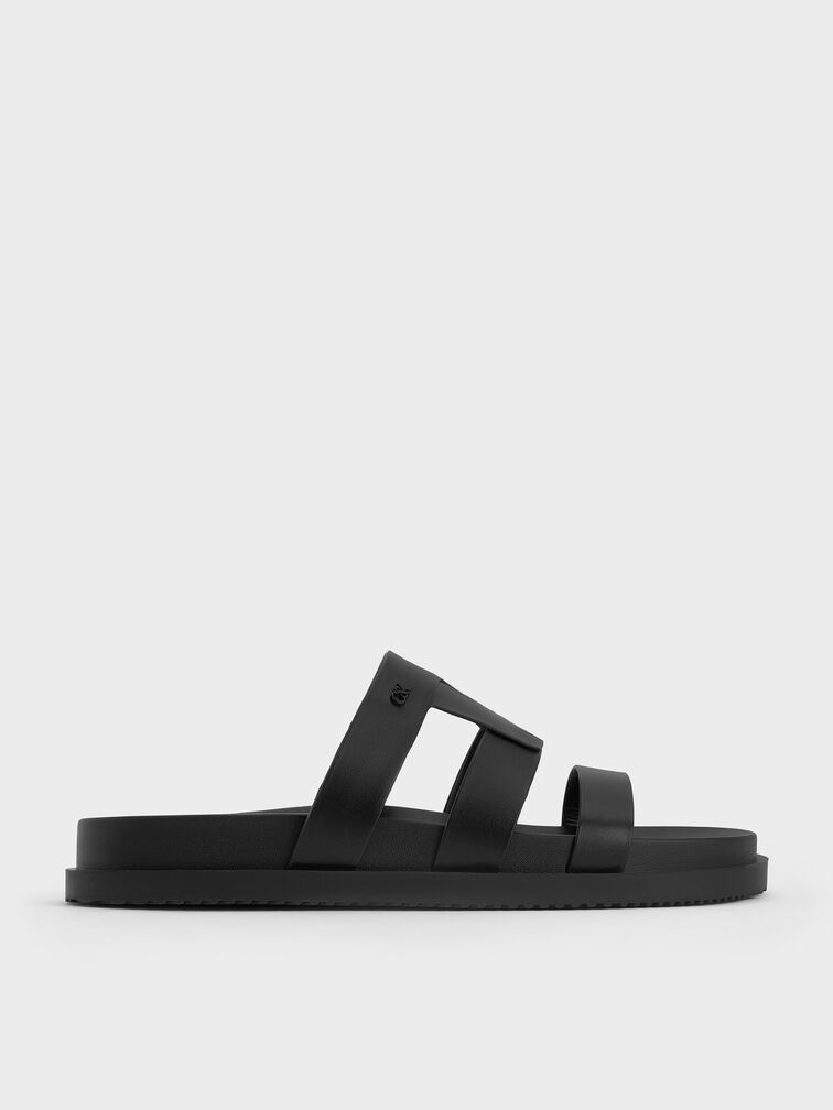 Joan Leather Flatform Sandals, Black, hi-res