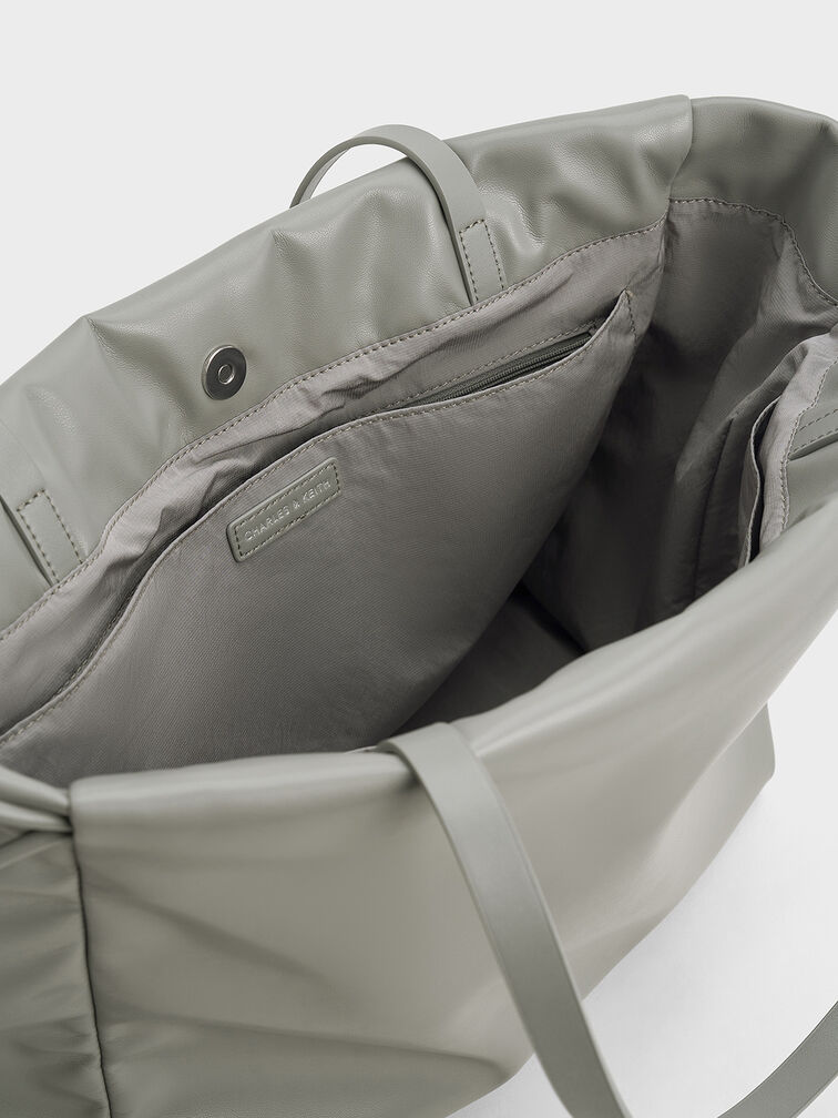Bethel Ruched Drawstring Tote Bag, Grey, hi-res