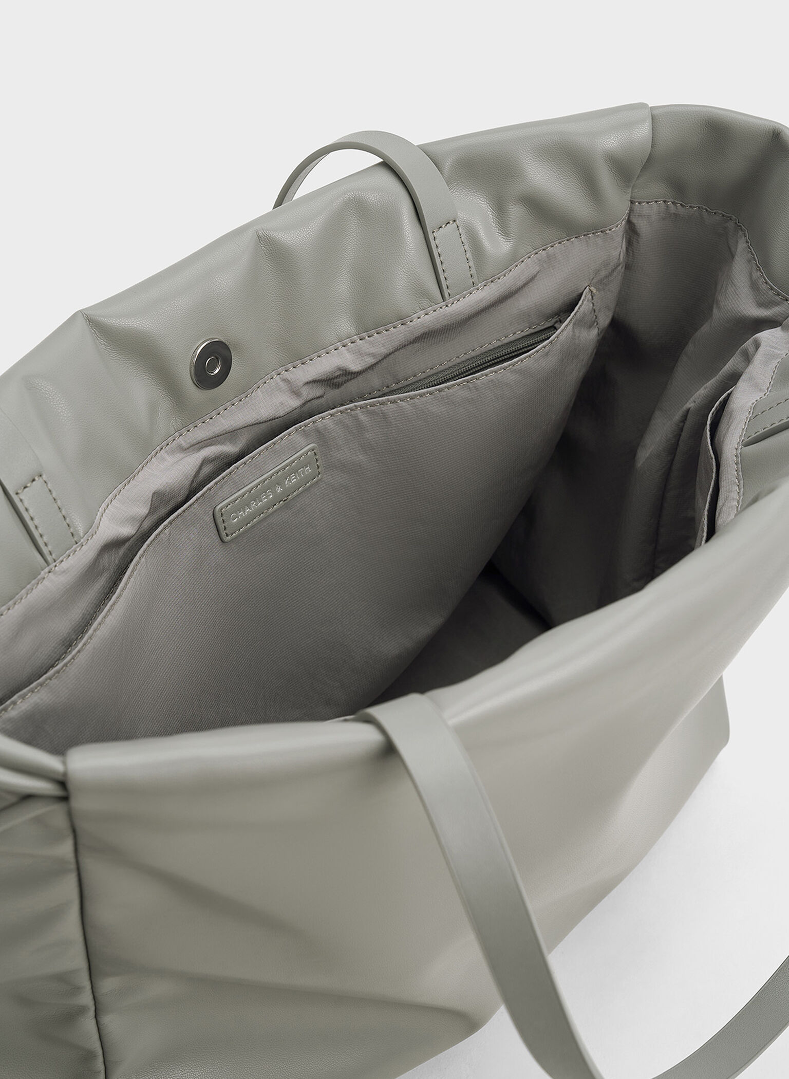 Bethel Ruched Drawstring Tote Bag, Grey, hi-res