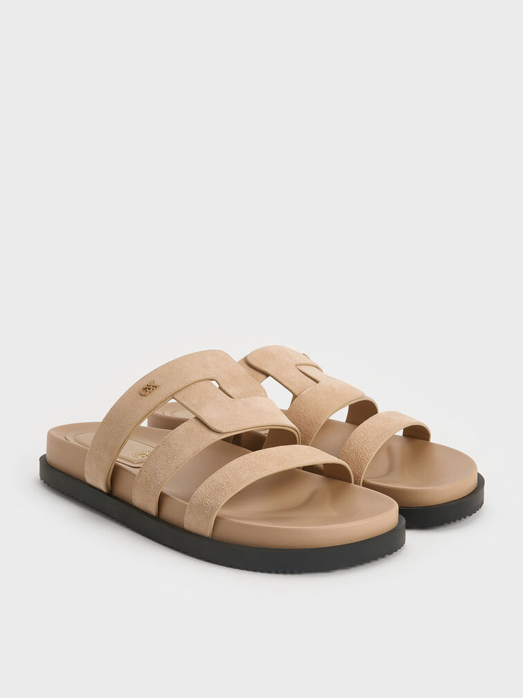 Joan Suede Flatform Sandals, Beige, hi-res