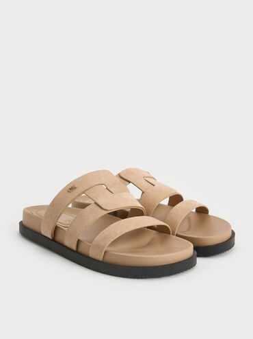 Joan Suede Flatform Sandals, Beige, hi-res