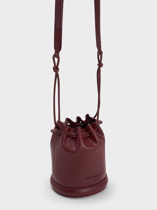 Blossom Drawstring Bucket Bag, Dark Chocolate, hi-res