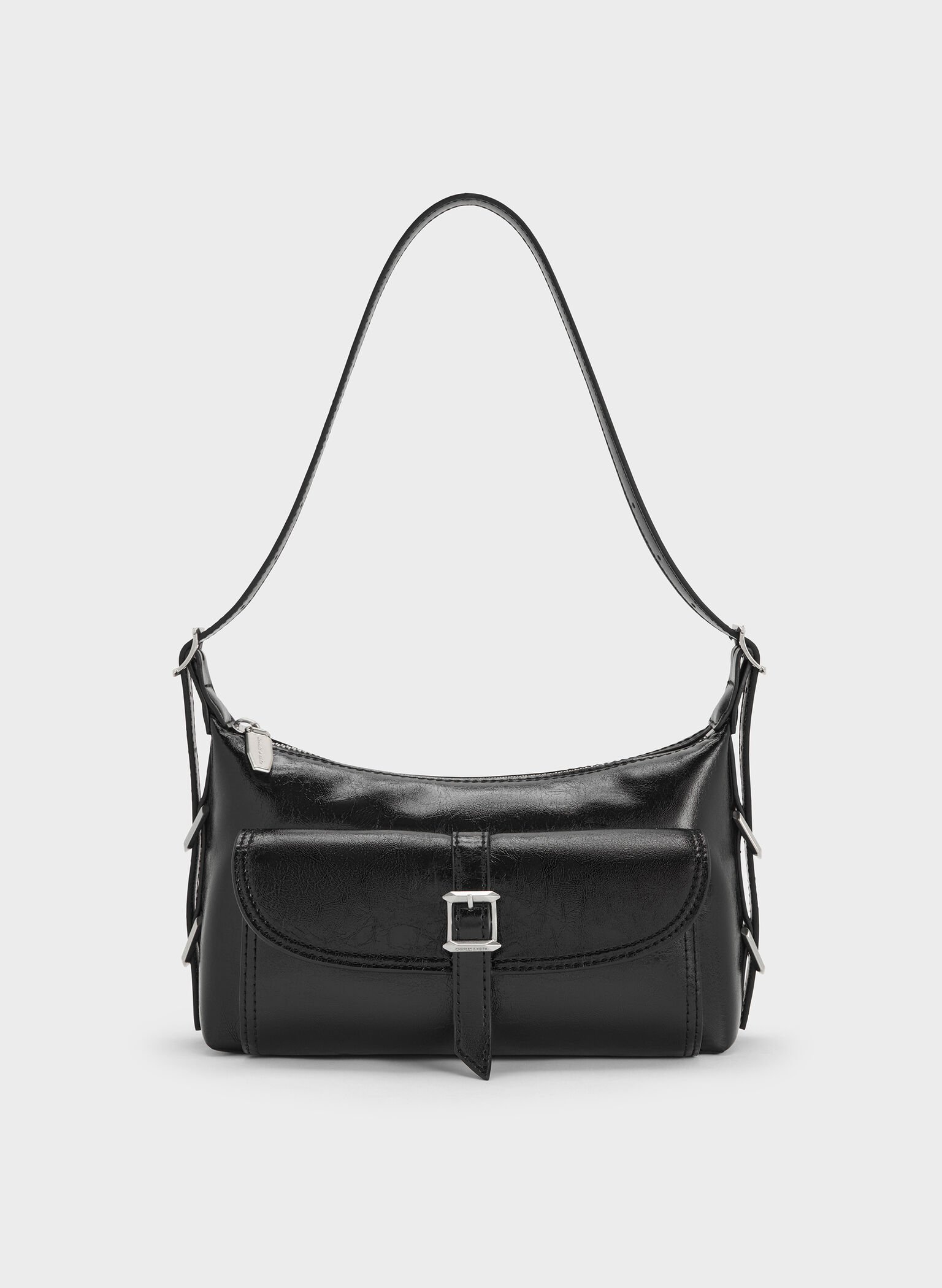 Bryna Belted Shoulder Bag, Noir, hi-res