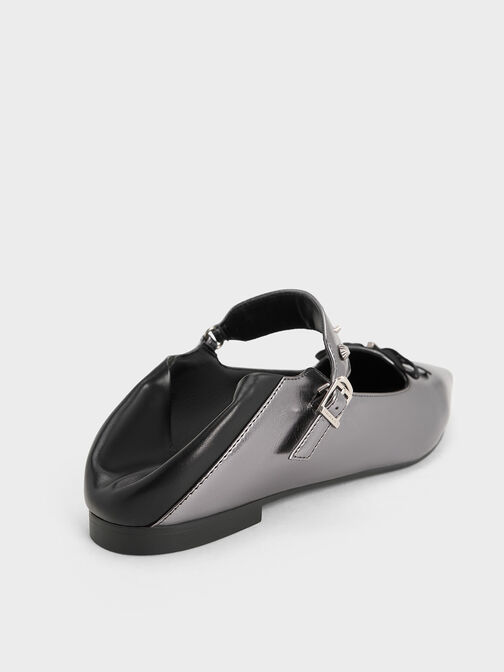 Studded Heart-Embellished Pointed-Toe Mary Janes, Pewter, hi-res