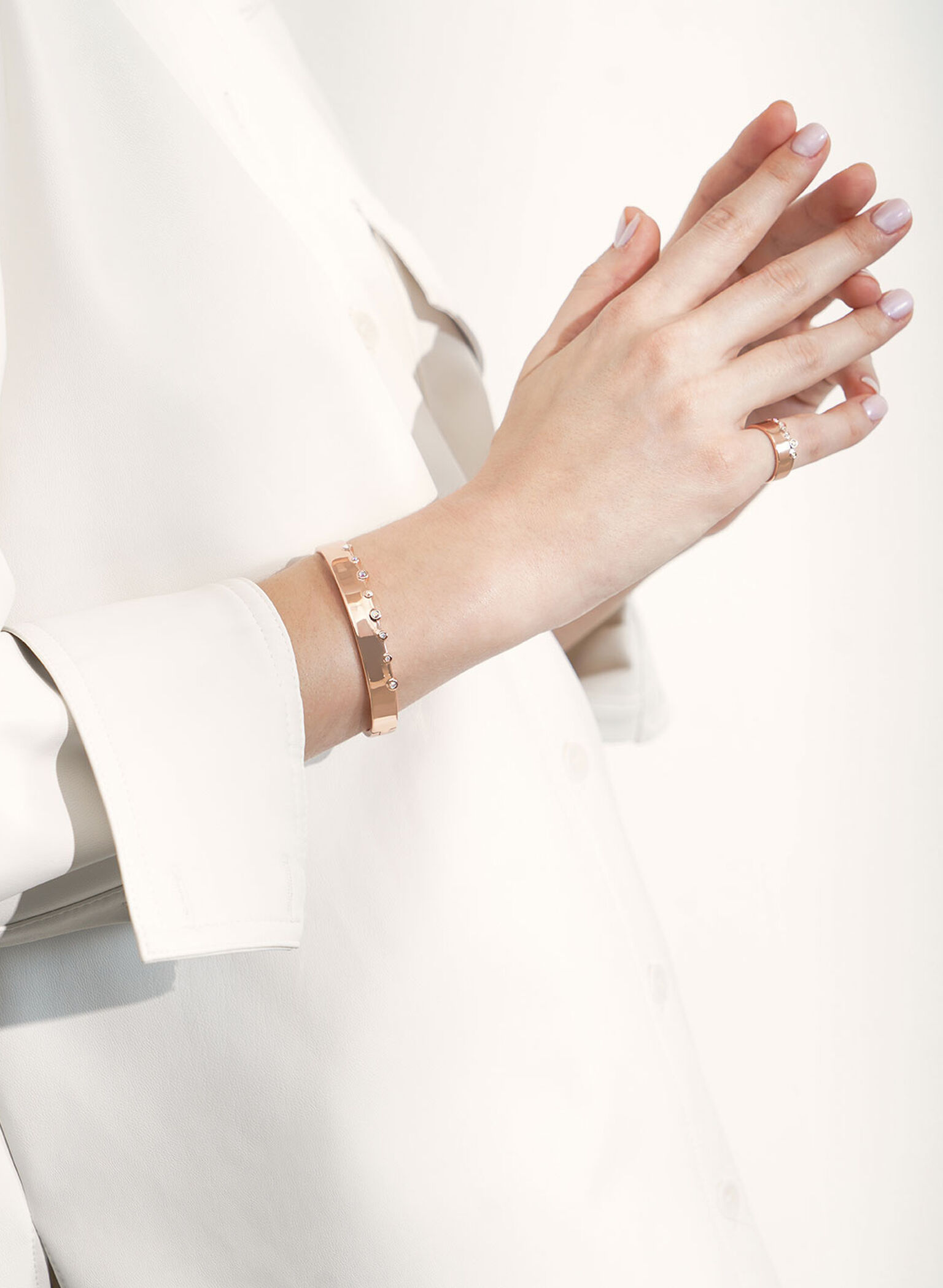 Swarovski® Crystal Studded Bracelet, Rose Gold, hi-res