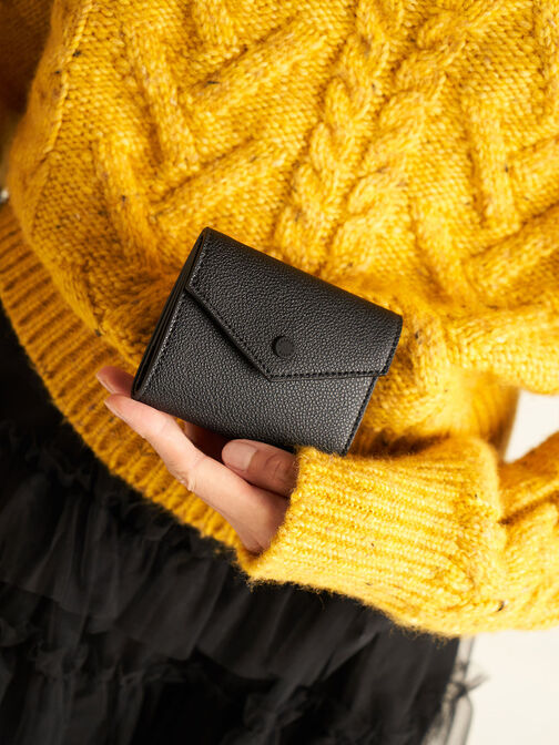 Marlowe Short Envelope Wallet, Black, hi-res