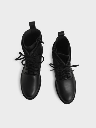Gripped Soles Combat Boots, Black, hi-res