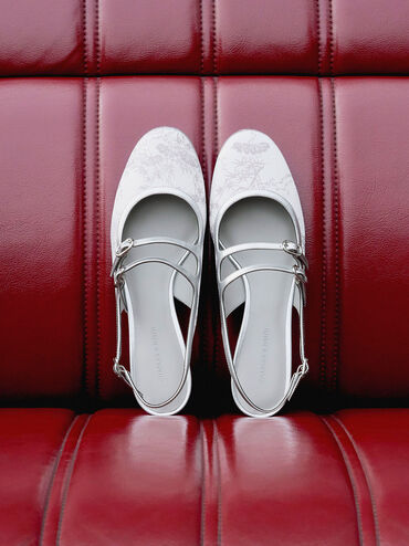Clementine Recycled Polyester Mary Jane Pumps, Silver, hi-res