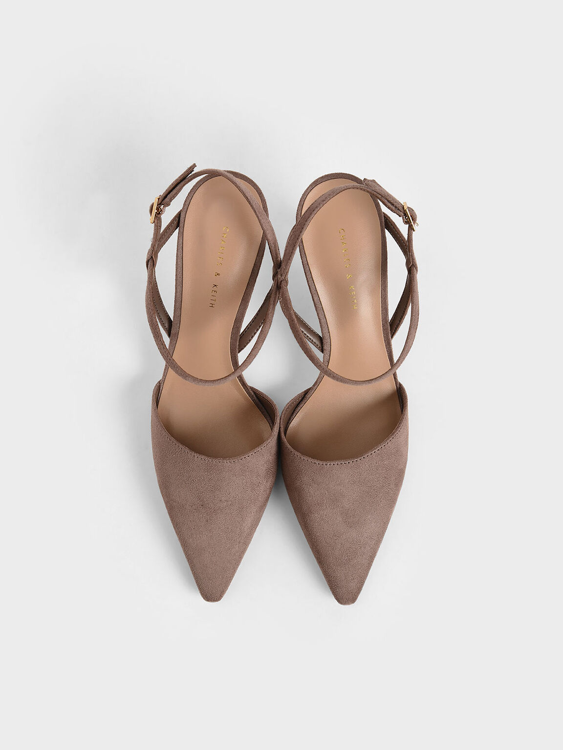 Textured Ankle Strap Pumps, Taupe, hi-res