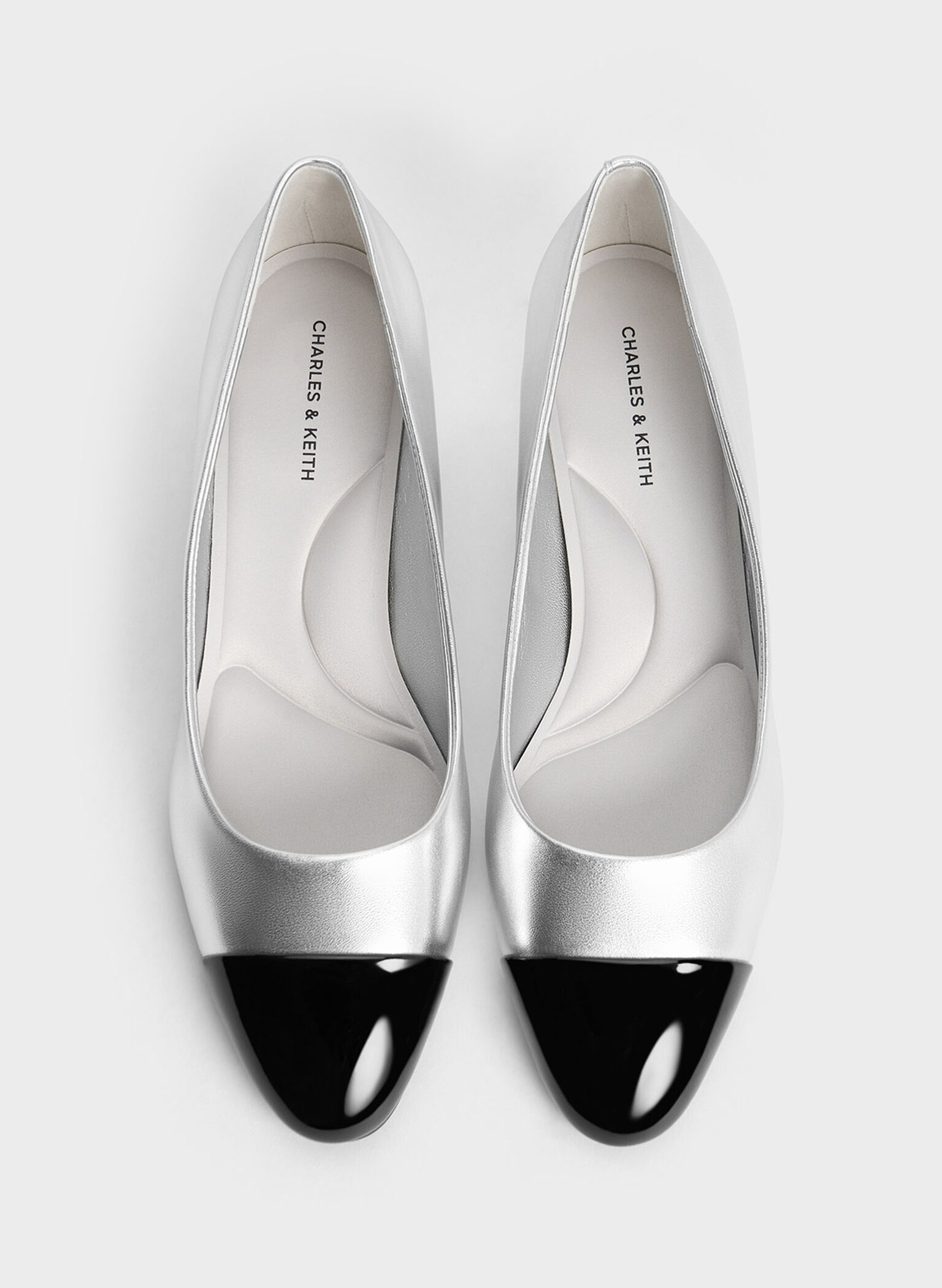 Kleo Patent Contrast Cap-Toe Pumps, Silver, hi-res