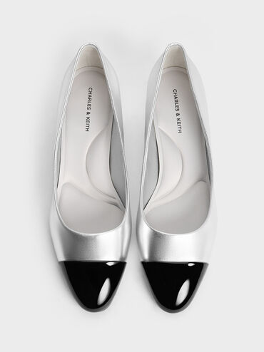Kleo Patent Contrast Cap-Toe Pumps, Silver, hi-res
