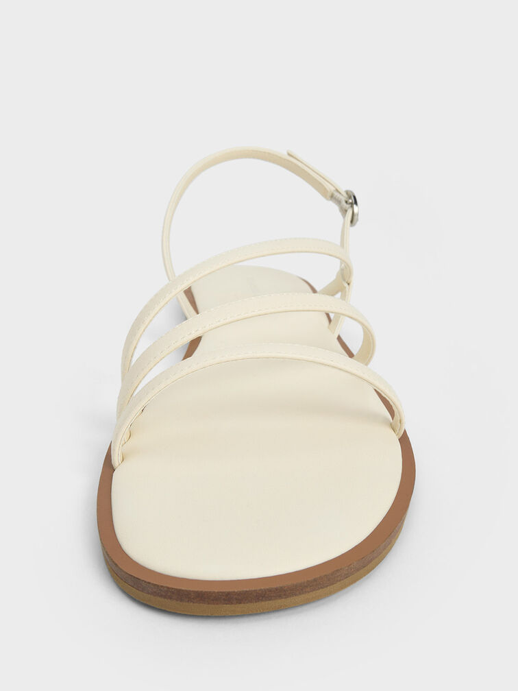 Asymmetric Triple-Strap Sandals, Chalk, hi-res