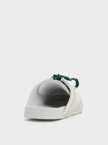 Mesh Patterned-Lace Slip-On Sneakers, White, hi-res