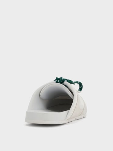 Mesh Patterned-Lace Slip-On Sneakers, White, hi-res