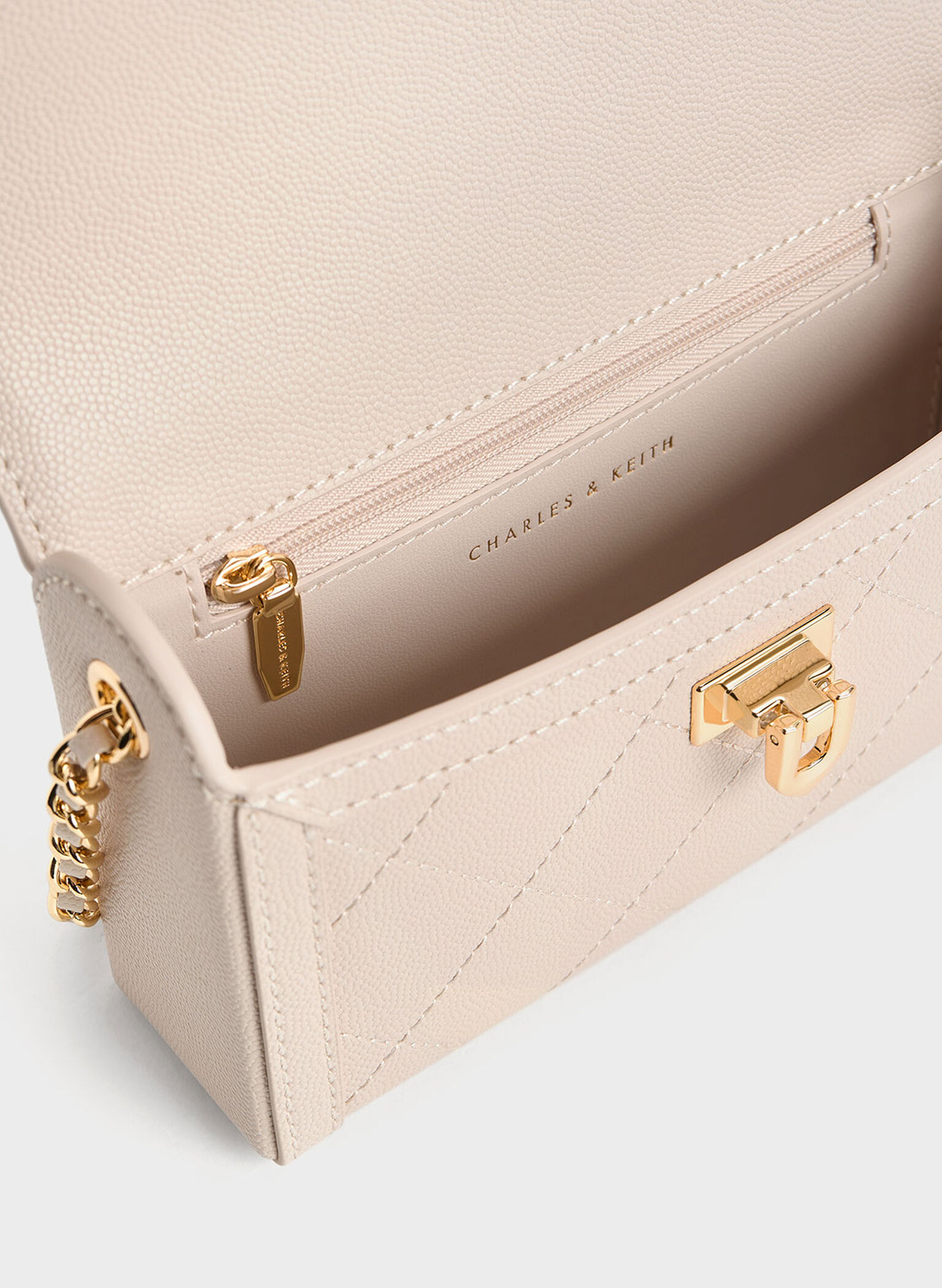 Tallulah Quilted Push-Lock Clutch, Oat, hi-res
