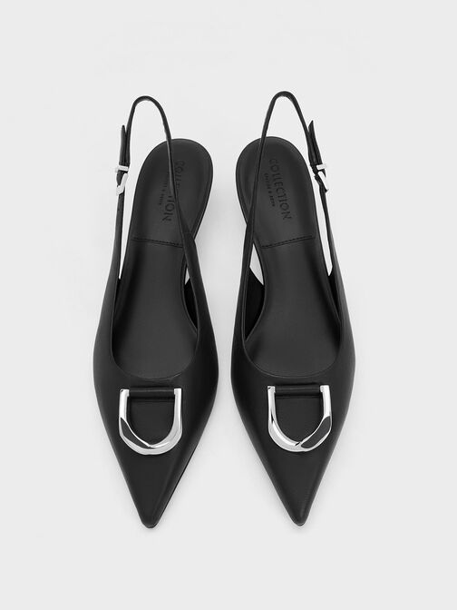 Gabine Leather Slingback Pumps, Black, hi-res