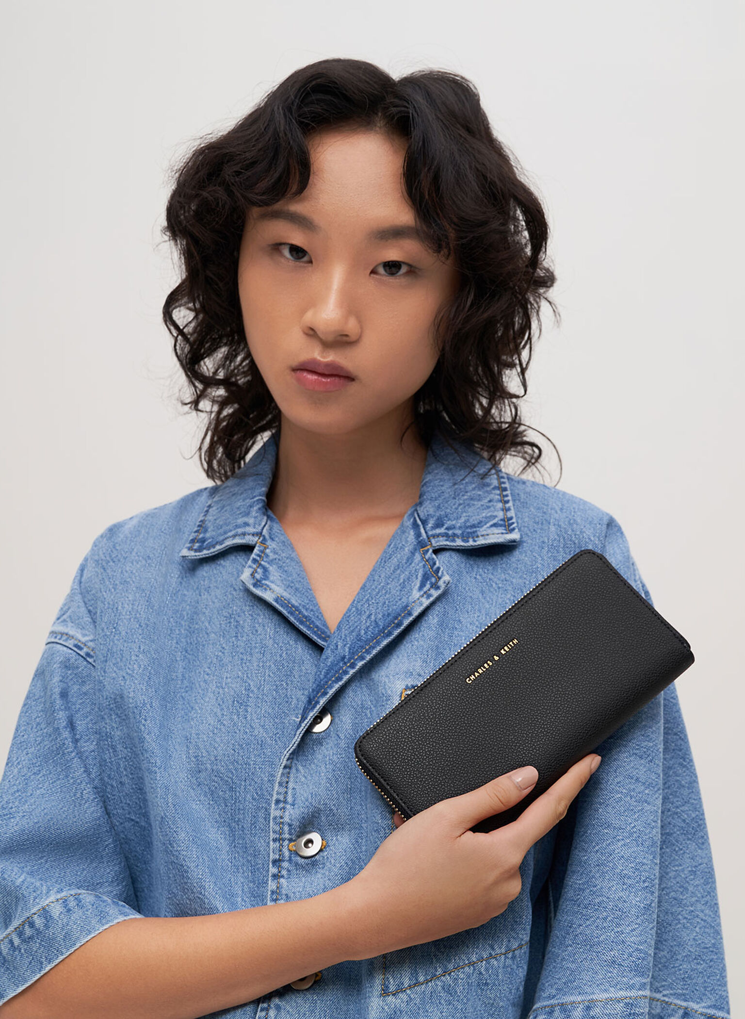 Zip-Around Long Wallet, Black, hi-res