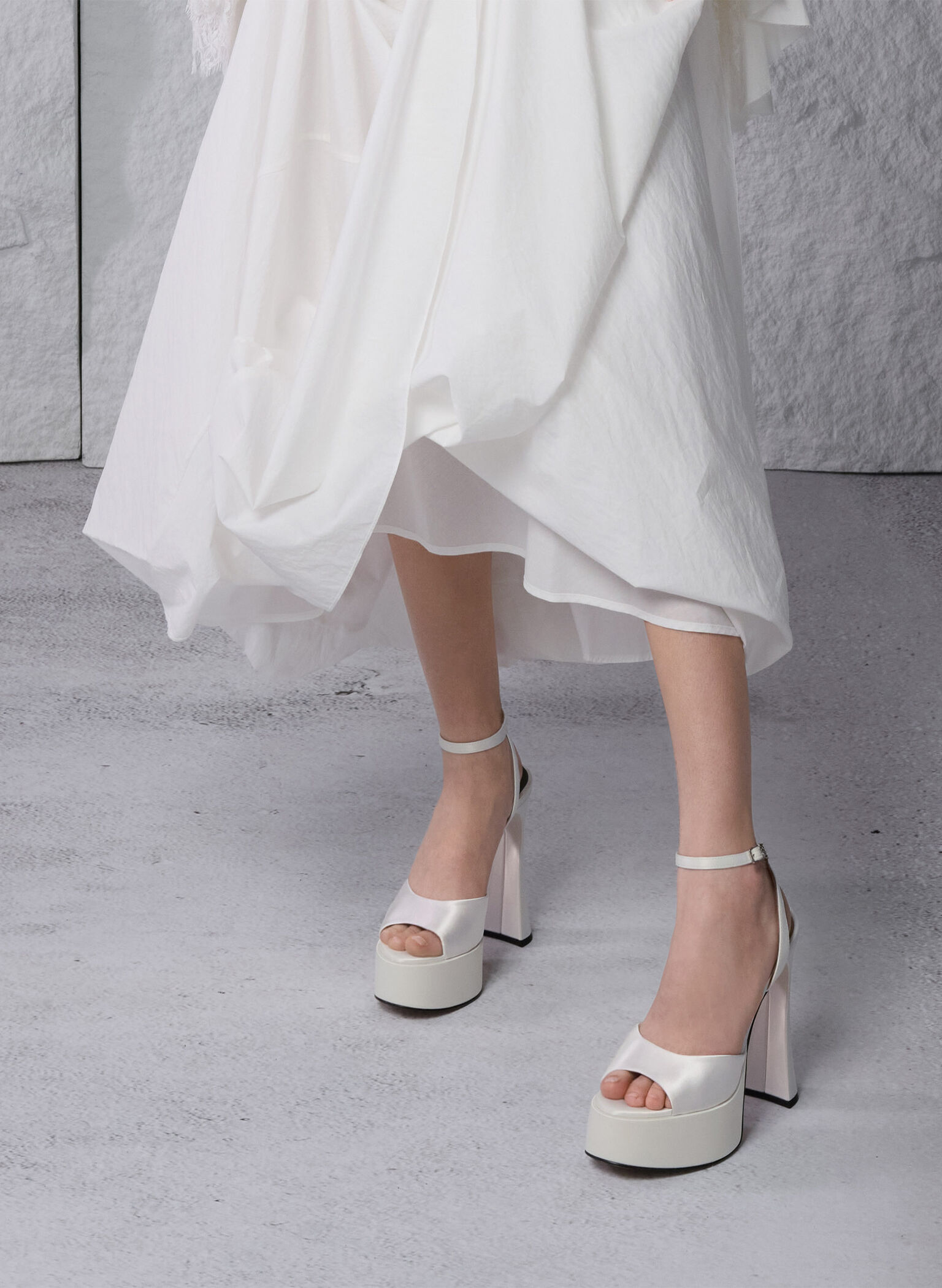 Michelle Recycled Polyester Platform Sandals, White, hi-res