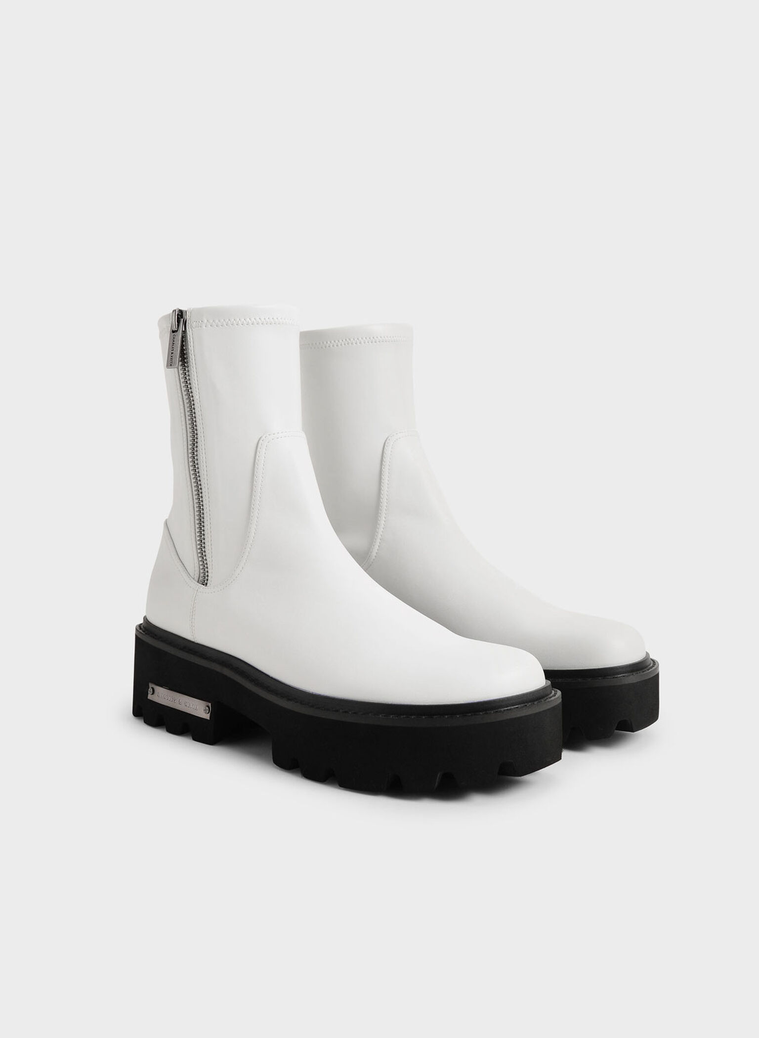 Imogen Side-Zip Ankle Boots, White, hi-res