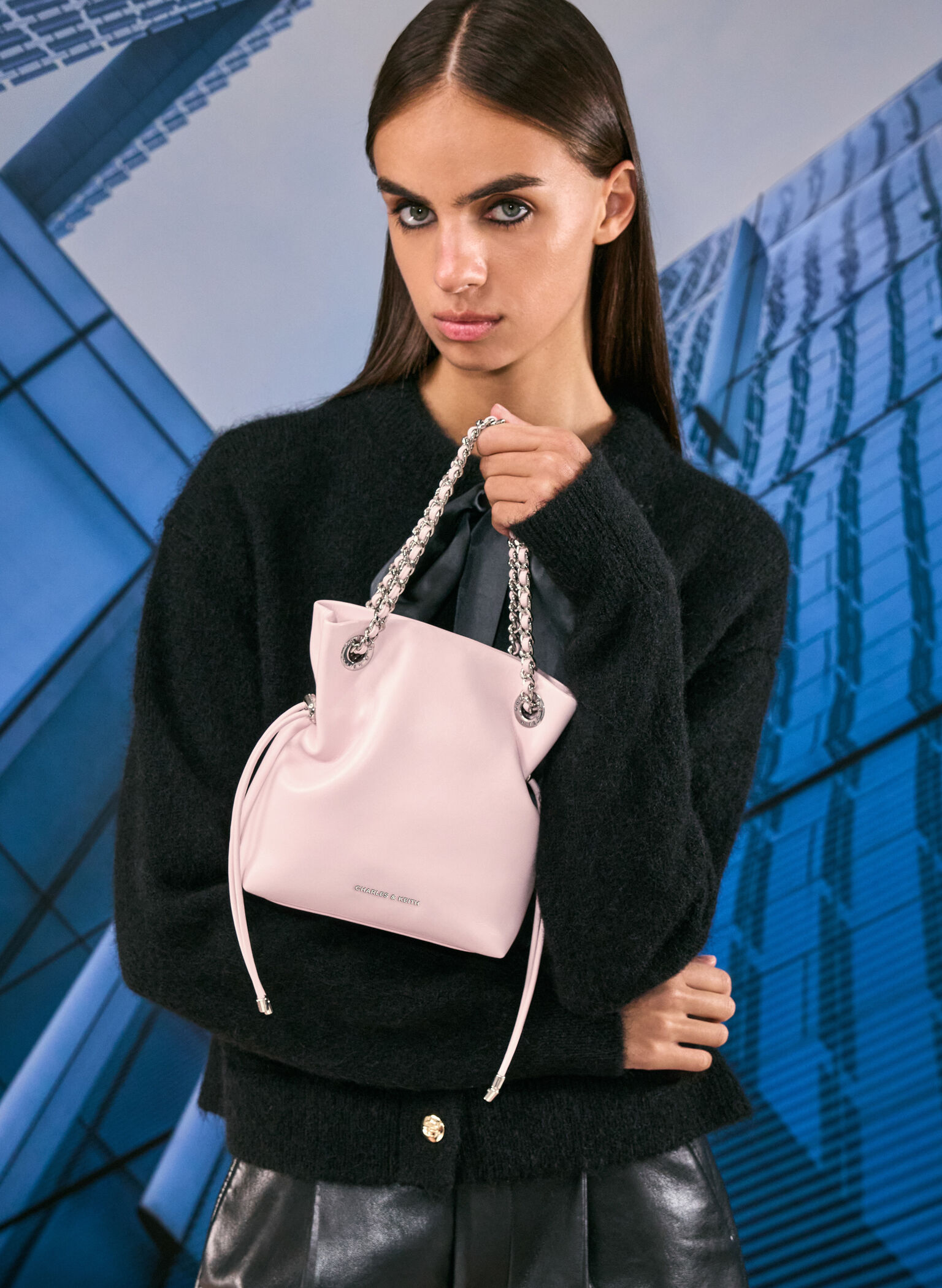 Arya Braided-Strap Double-Handle Crossbody Bag, Cotton Candy Pink, hi-res