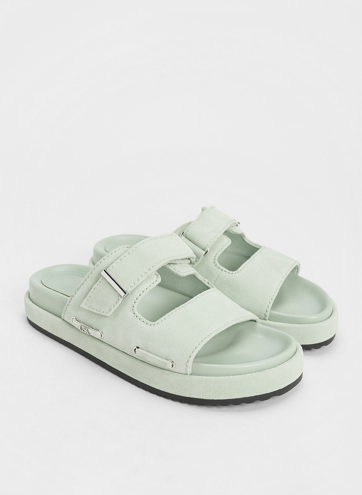 Kori Suede Slide Sandals, Mint Green, hi-res