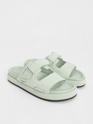Kori Suede Slide Sandals, Mint Green, hi-res