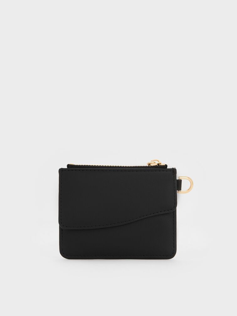 Agatha Chain-Accent Wristlet Card Holder, Black, hi-res