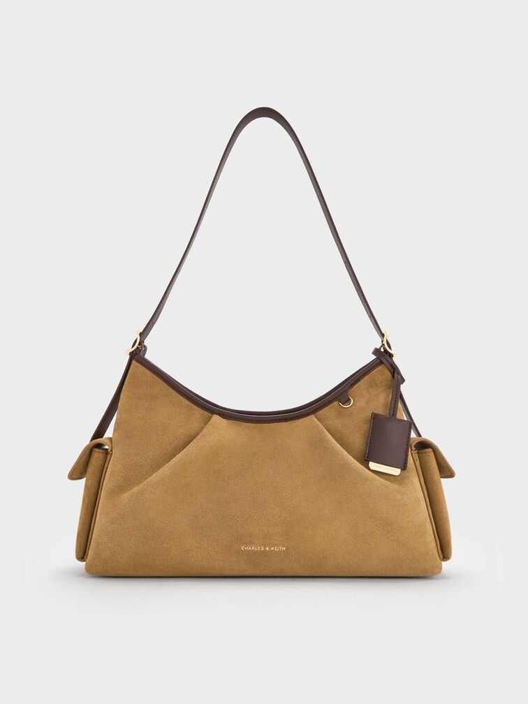 Khai Recycled Suede Side-Pocket Shoulder Bag, Sahara Sand, hi-res